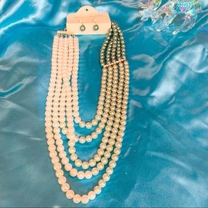 Pearl Strands w CZ Details and Earrings